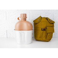 Фляга армійська з казанком UA, військова фляга койот