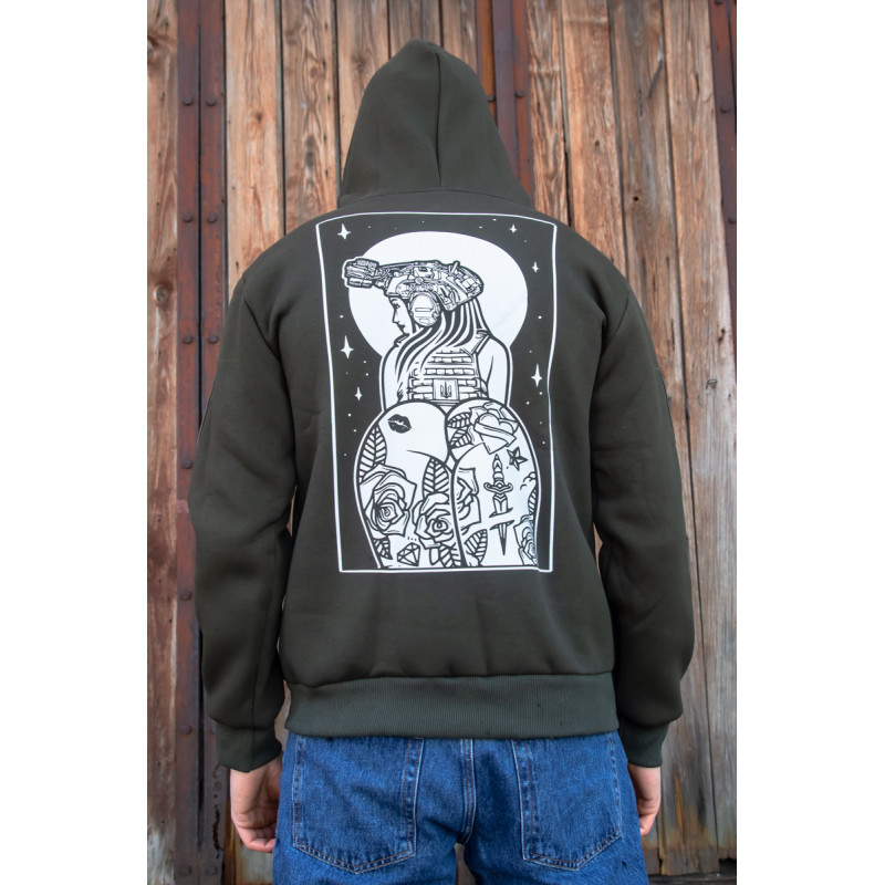 Весняна толстовка худі чоловіче олива "Military Girl 2.0" 2XL, 54