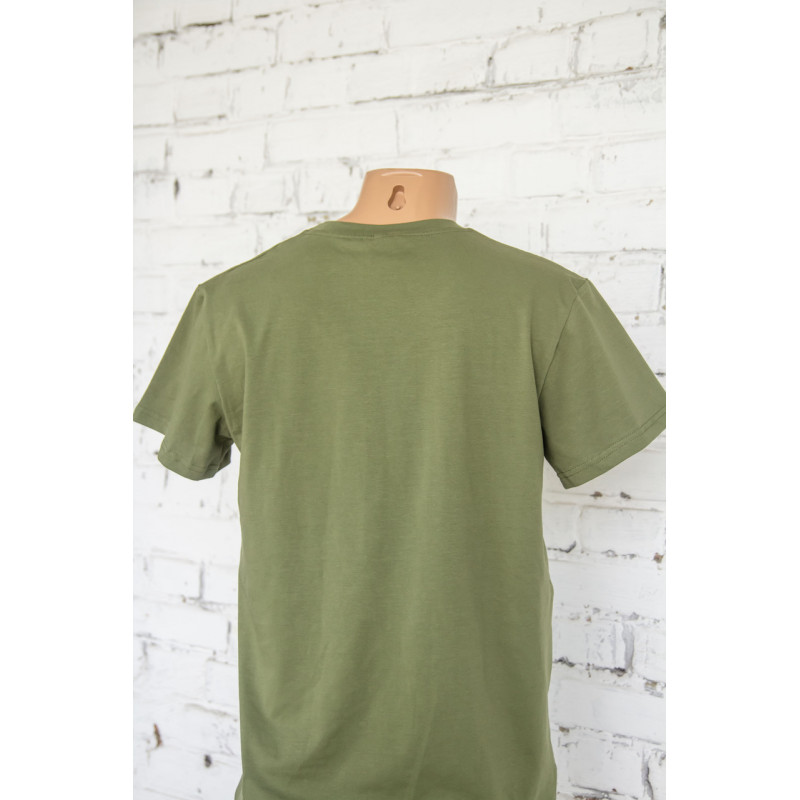 Футболка олива з принтом ARMY UKRAINE стрейч-кулір для військових