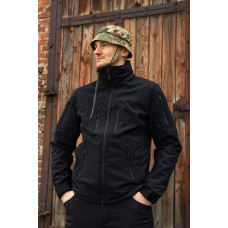 Тактична куртка софтшелл SoftShel демісезонна з капюшоном чорна