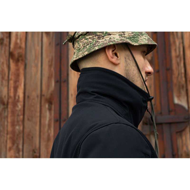 Тактична куртка софтшелл SoftShel демісезонна з капюшоном чорна 176, 58, 4XL