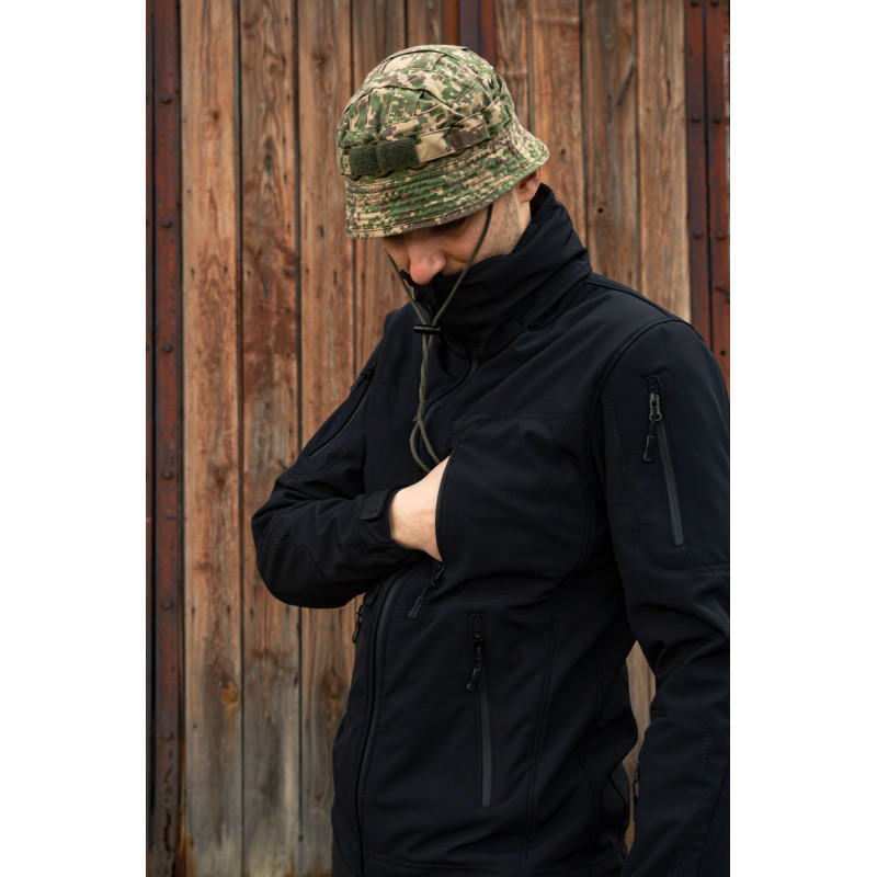 Тактична куртка софтшелл SoftShel демісезонна з капюшоном чорна 176, 58, 4XL