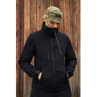 Тактична куртка софтшелл SoftShel демісезонна з капюшоном чорна 182, 56, 3XL