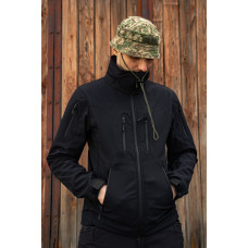 Тактична куртка софтшелл SoftShel демісезонна з капюшоном чорна 182, 56, 3XL