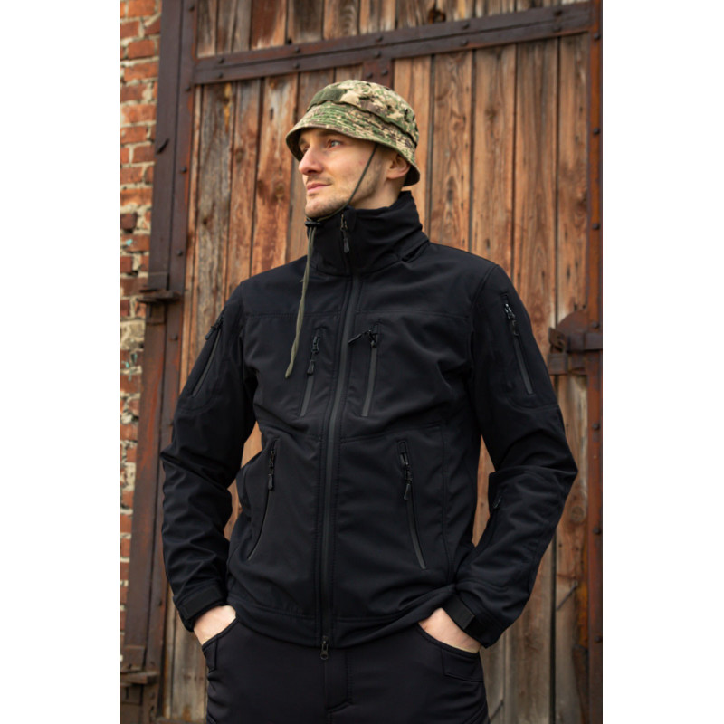 Тактична куртка софтшелл SoftShel демісезонна з капюшоном чорна 188, 50, L