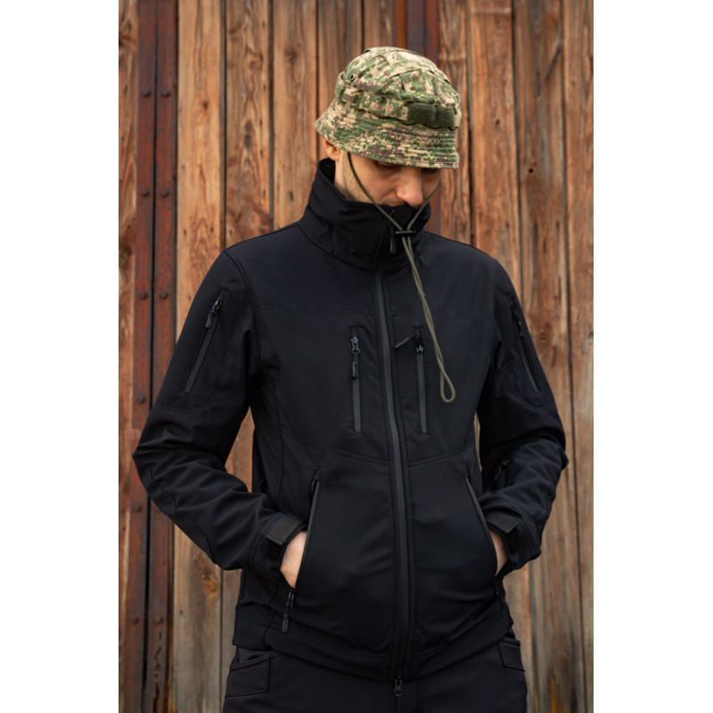 Тактична куртка софтшелл SoftShel демісезонна з капюшоном чорна 188, 58, 4XL