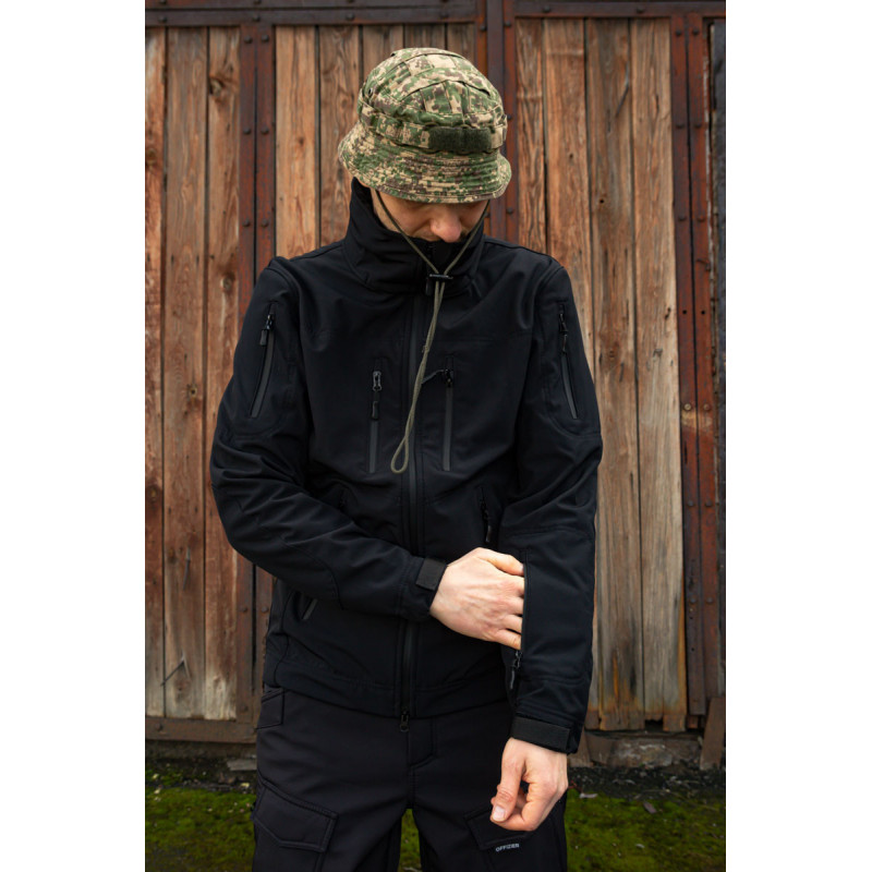 Тактична куртка софтшелл SoftShel демісезонна з капюшоном чорна 188, 58, 4XL