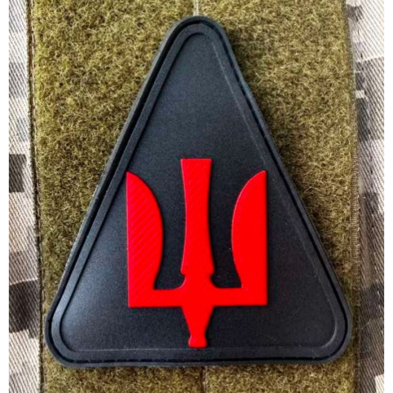 Патч ПВХ PiFi (Піфі) Тризуб. Повітряні сили Червоний на чорному