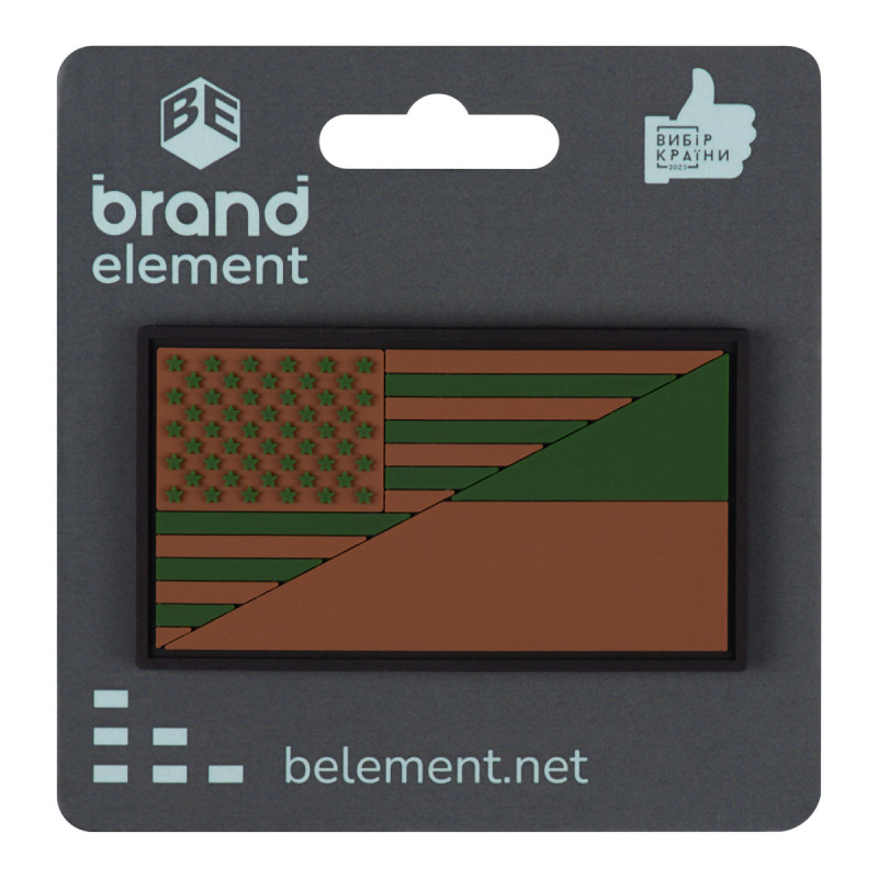 ПВХ патч Бренд Елемент (шеврон) Прапор Укр/США олива